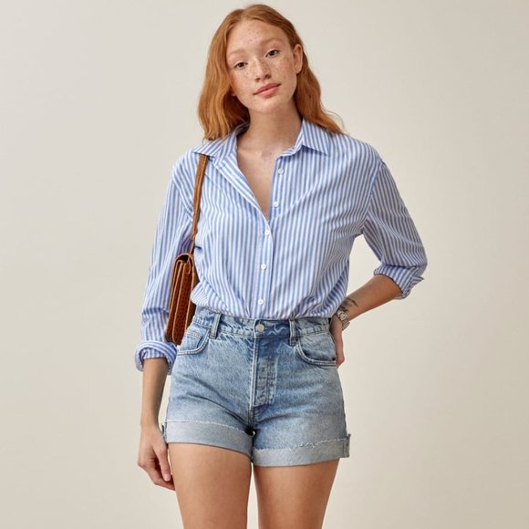 Reformation Charlie Cuffed High Rise Jean Shorts - Picture 4 of 7